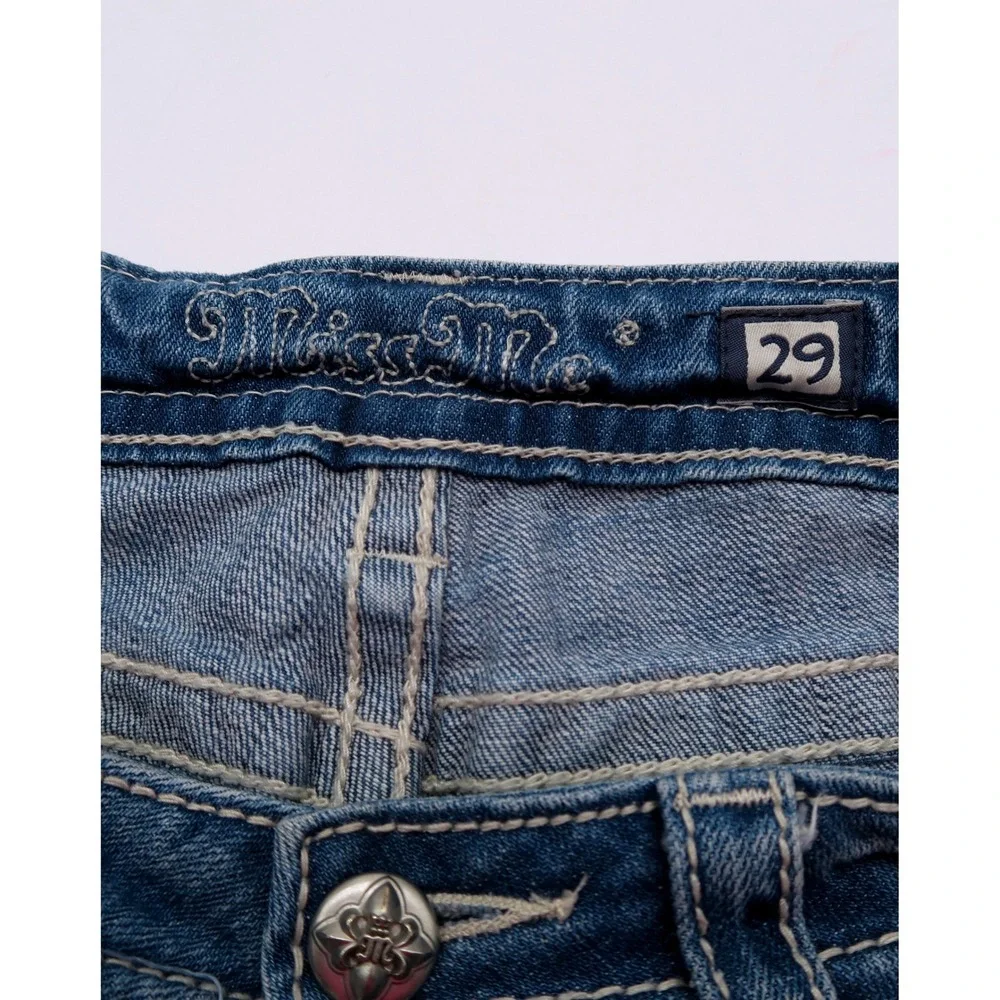 Miss Me Signature Americana Sequin Flag Denim Shorts Blue 29